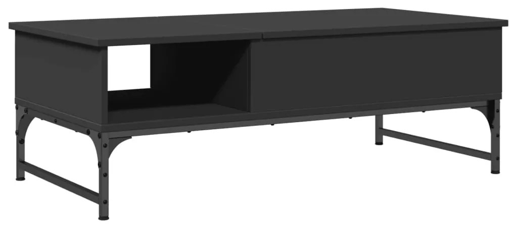 Fekete szerelt fa és fém dohányzóasztal 100 x 50 x 35 cm