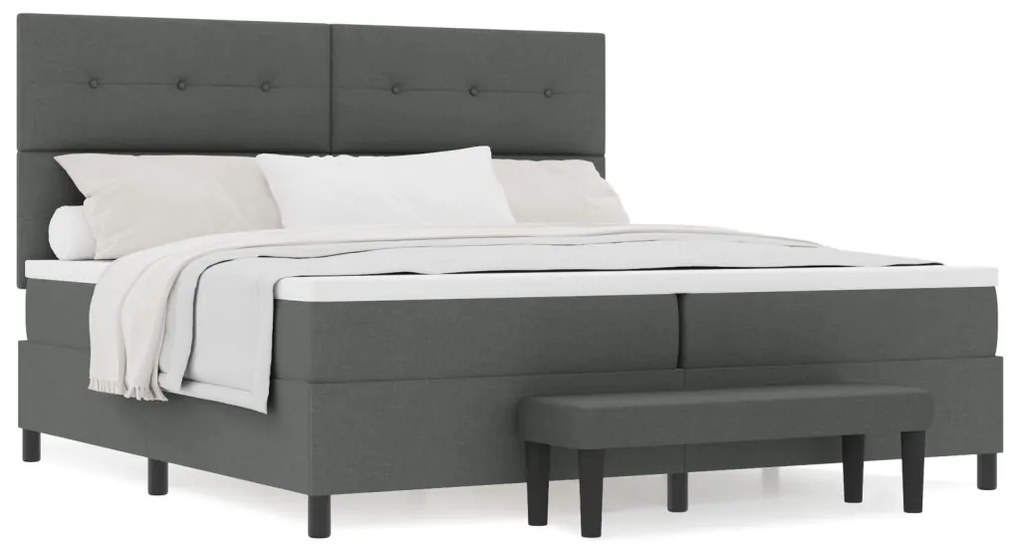 vidaXL Box Spring Ágy Matraccal és Pad Dark Grey 200x200 cm Szövet