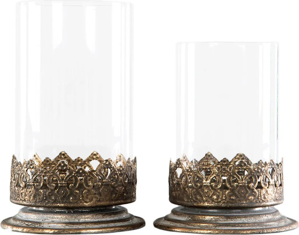 2 db Anastasia Gyertyatartó retro arany Fém Üveg