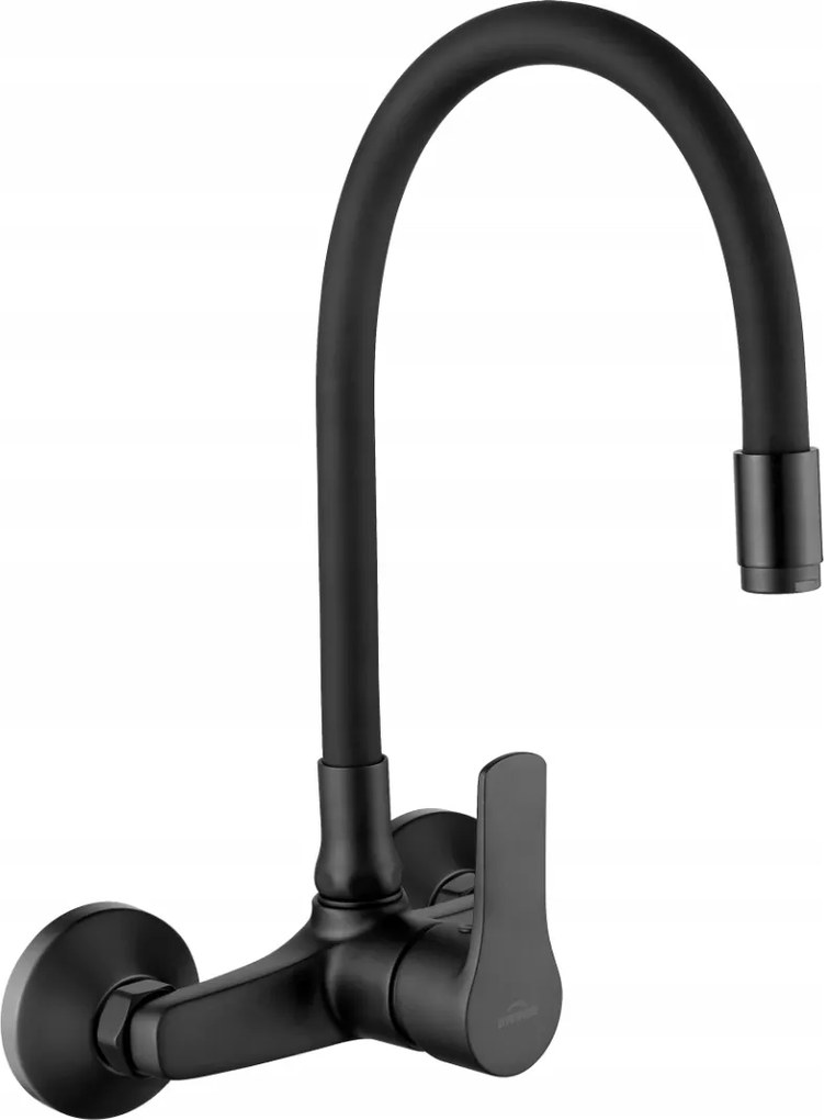 Invena Fali Csaptelep Flexibilis Kifolyócsővel, Fekete