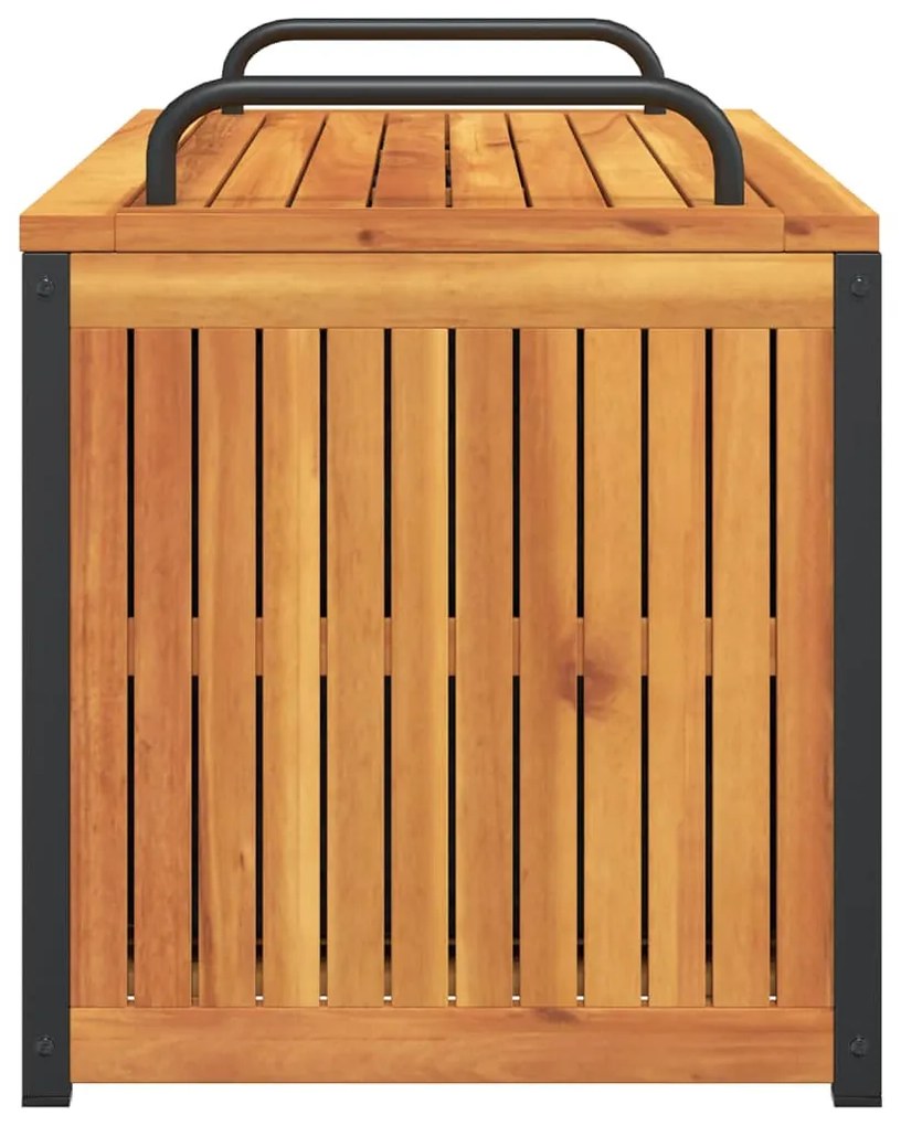 tömör akácfa és acél kültéri párnatartó láda 110x45x42/53 cm