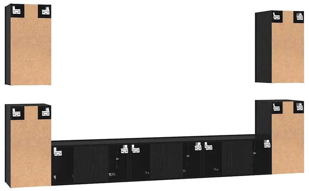 TV szekrény garnitúra 7 pcs Musta tammi 60 x 30 x 30 cm Faanyag