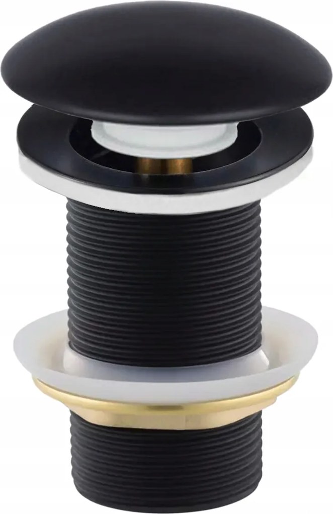 Kerámia Mosdódugó Fekete Matt túlfolyó nélküli mosdóhoz Klik-klak