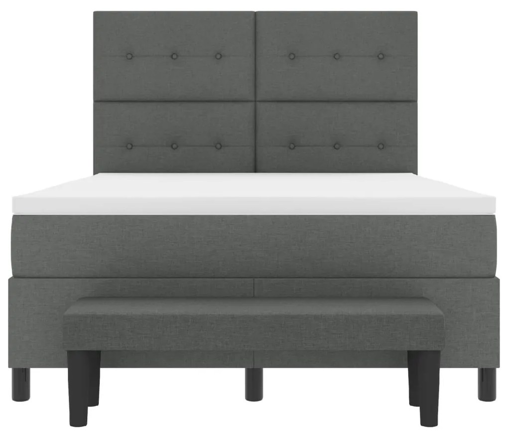 vidaXL Box Spring ágy matrac & pad sötétszürke 140x190 cm szövet