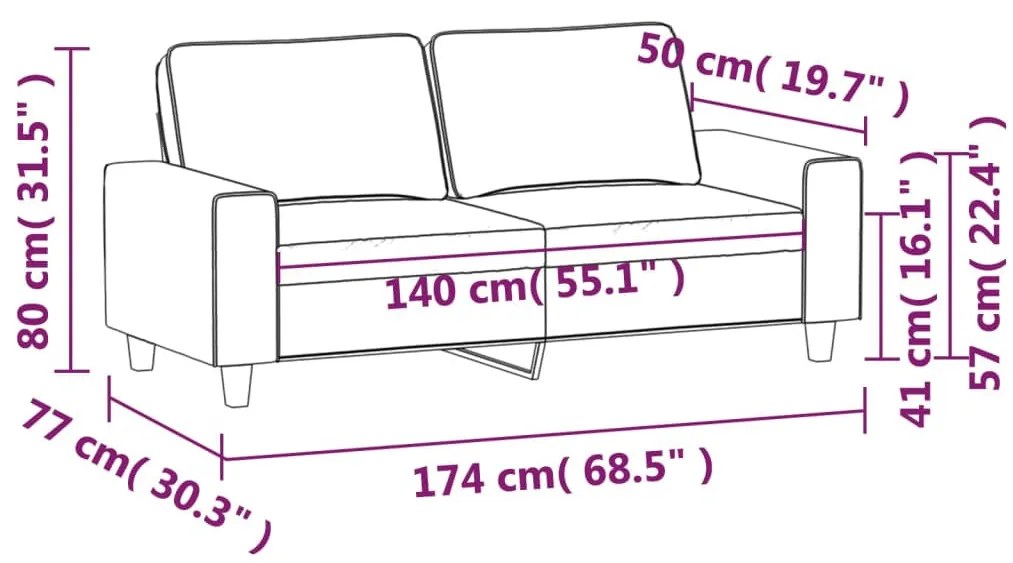 2 személyes világossárga szövet kanapé 140 cm