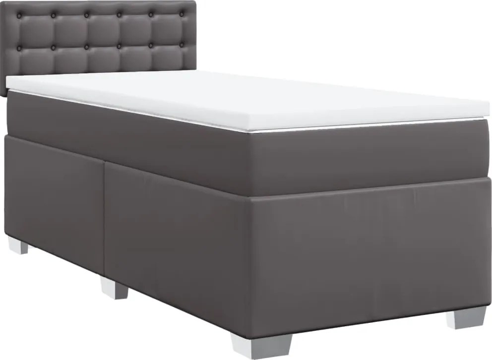 vidaXL szürke műbőr rugós ágy matraccal 80 x 200 cm