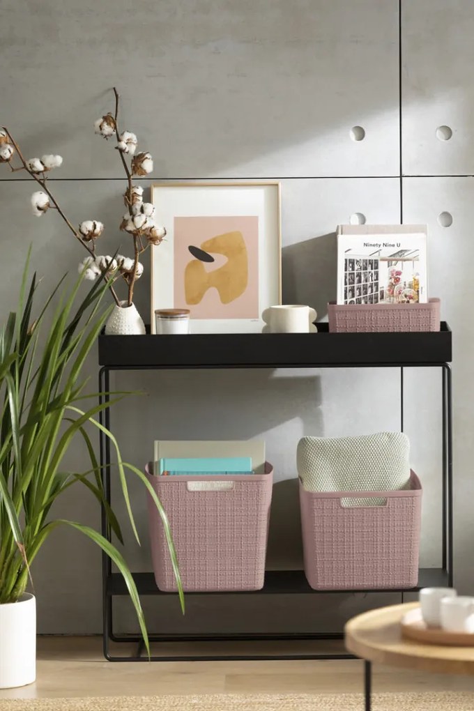 Curver Jute Cube doboz 17L rózsaszín