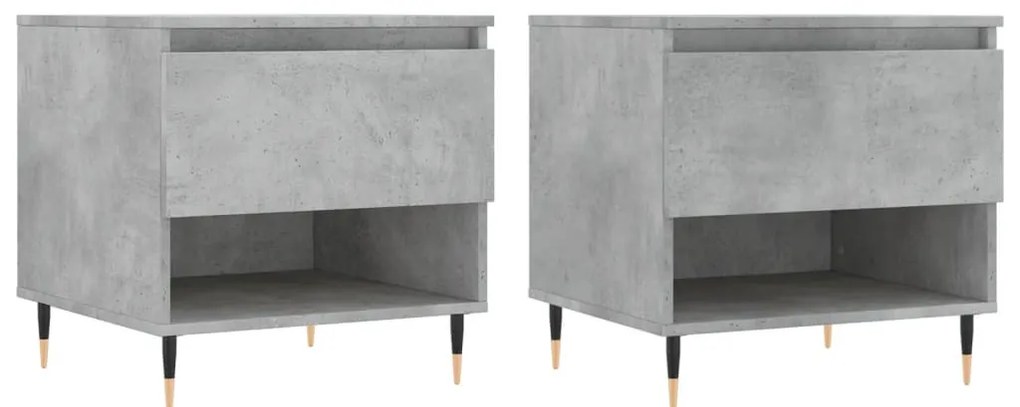 2 db betonszürke szerelt fa dohányzóasztal 50 x 46 x 50 cm