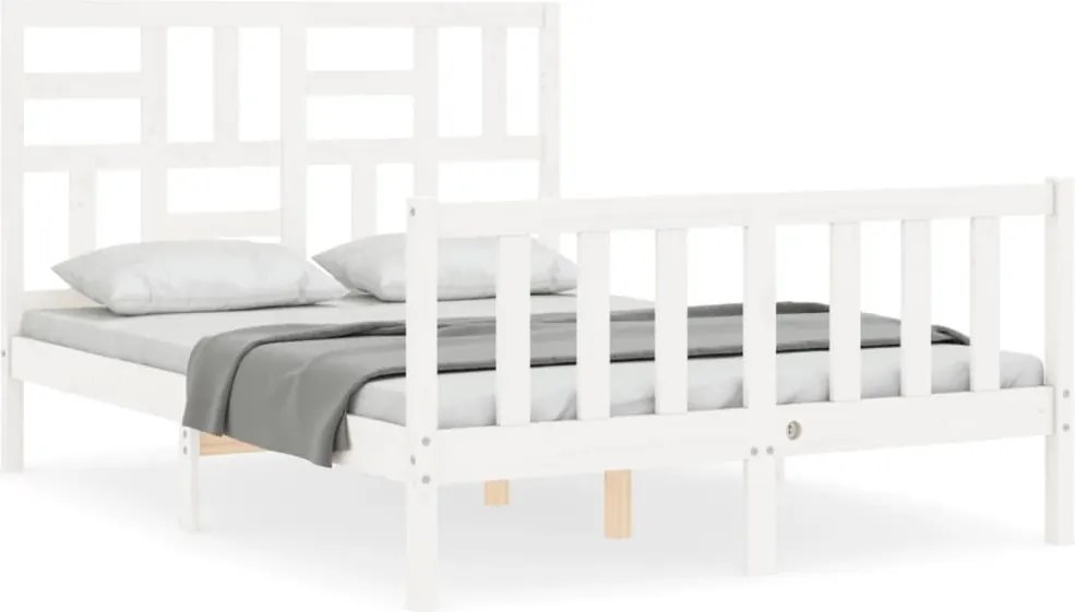 vidaXL fehér tömör fenyőfa ágy matrac nélkül 140 x 200 cm