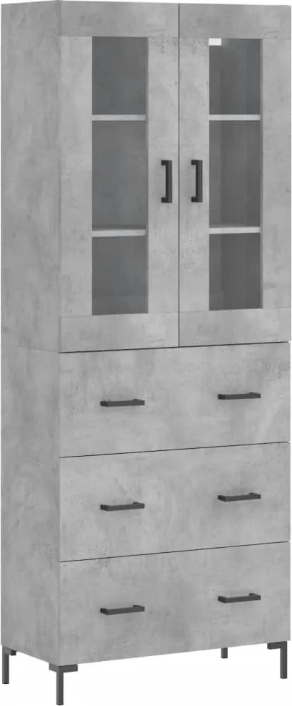 vidaXL betonszürke szerelt fa magasszekrény 69,5 x 34 x 180 cm