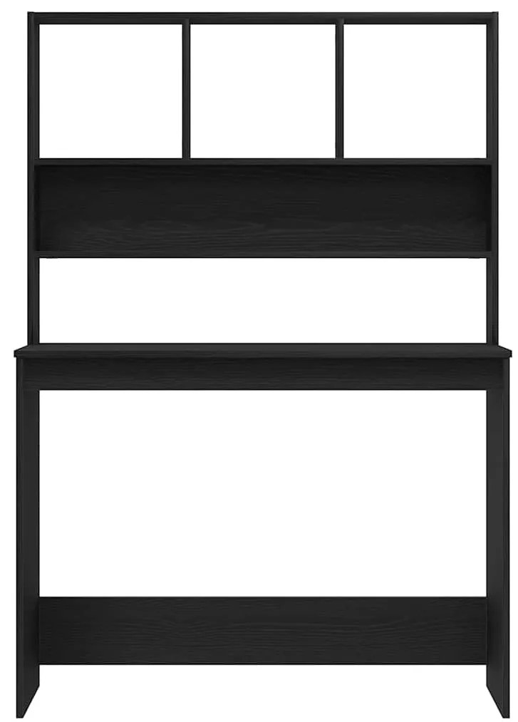 fekete tölgy szerelt fa íróasztal polcokkal 102 x 45 x 148 cm