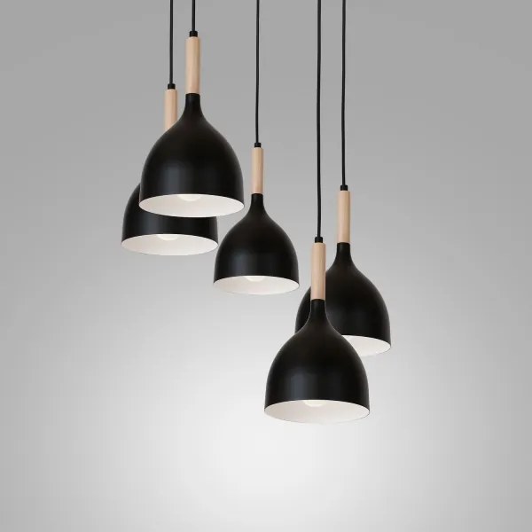 Csillár zsinóron NOAK WOOD 5xE27/60W/230V