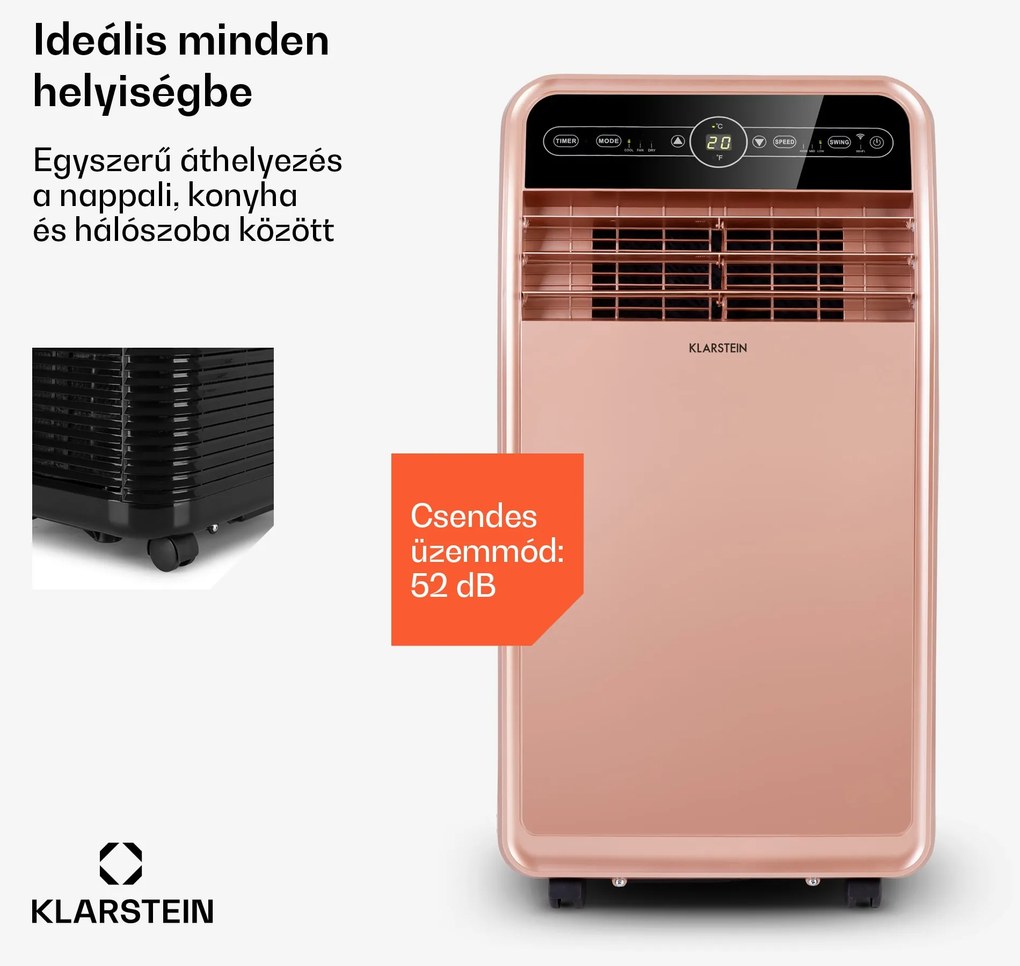 Metrobreeze New York Smart 12k, mobil klíma, 12000 BTU/3,5 kW, A energiahatékonysági osztály, távirányító, rózsaszín-arany