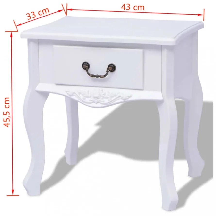 2 db éjjeliszekrény MDF fehér