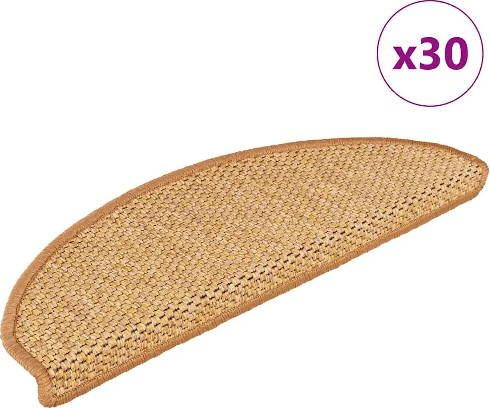 vidaXL 30 db lépcsőszőnyegek öntapadós szizál kinézetű 65x21x4 cm