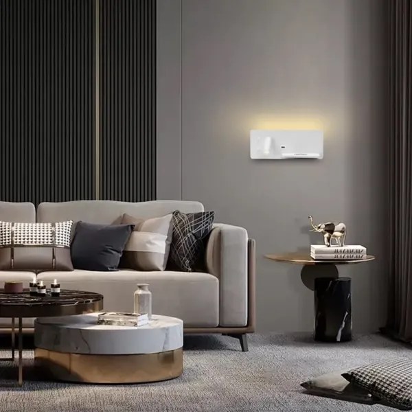 Immax 08285L-LED fali lámpa polccal, USB és vezeték nélküli töltővel, LED/3W/230