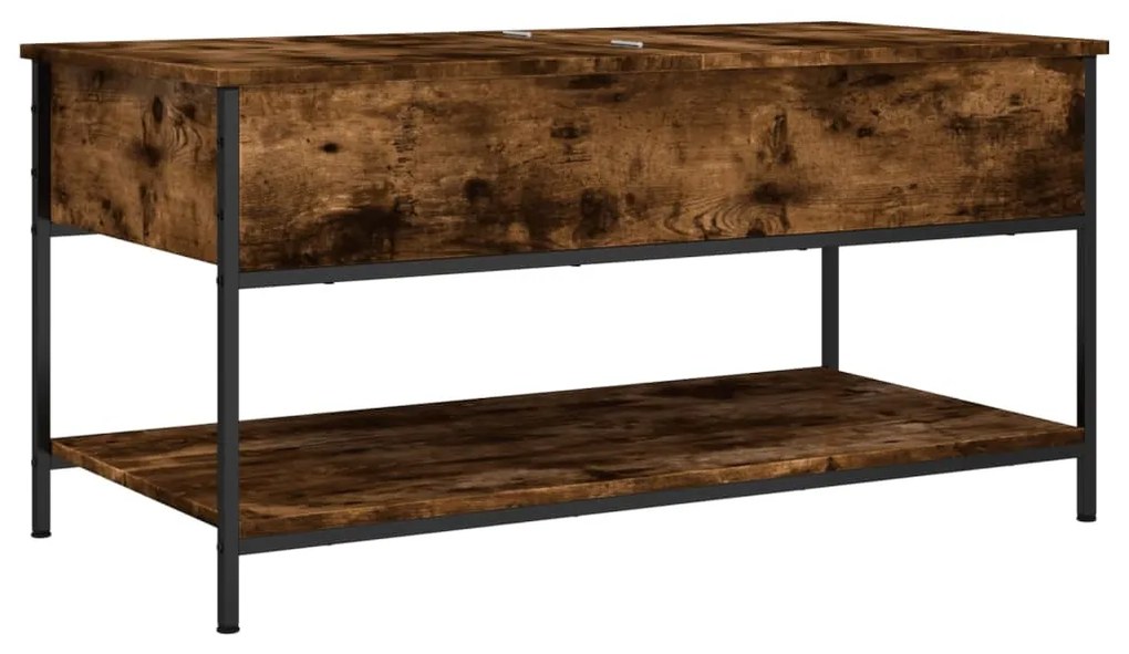 Füstös tölgy szerelt fa és fém dohányzóasztal 100 x 50 x 50 cm