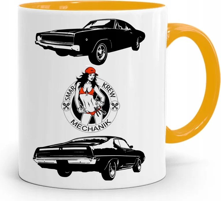 Sárga Bögre Mechanikus Kenőanyag Vér Szerelő Nyomtatott Fényképpel