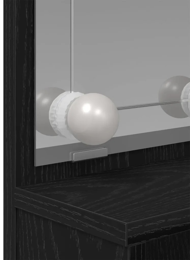LED Sminkasztal Fekete Tölgy színben - 86.5 x 35 x 136 cm