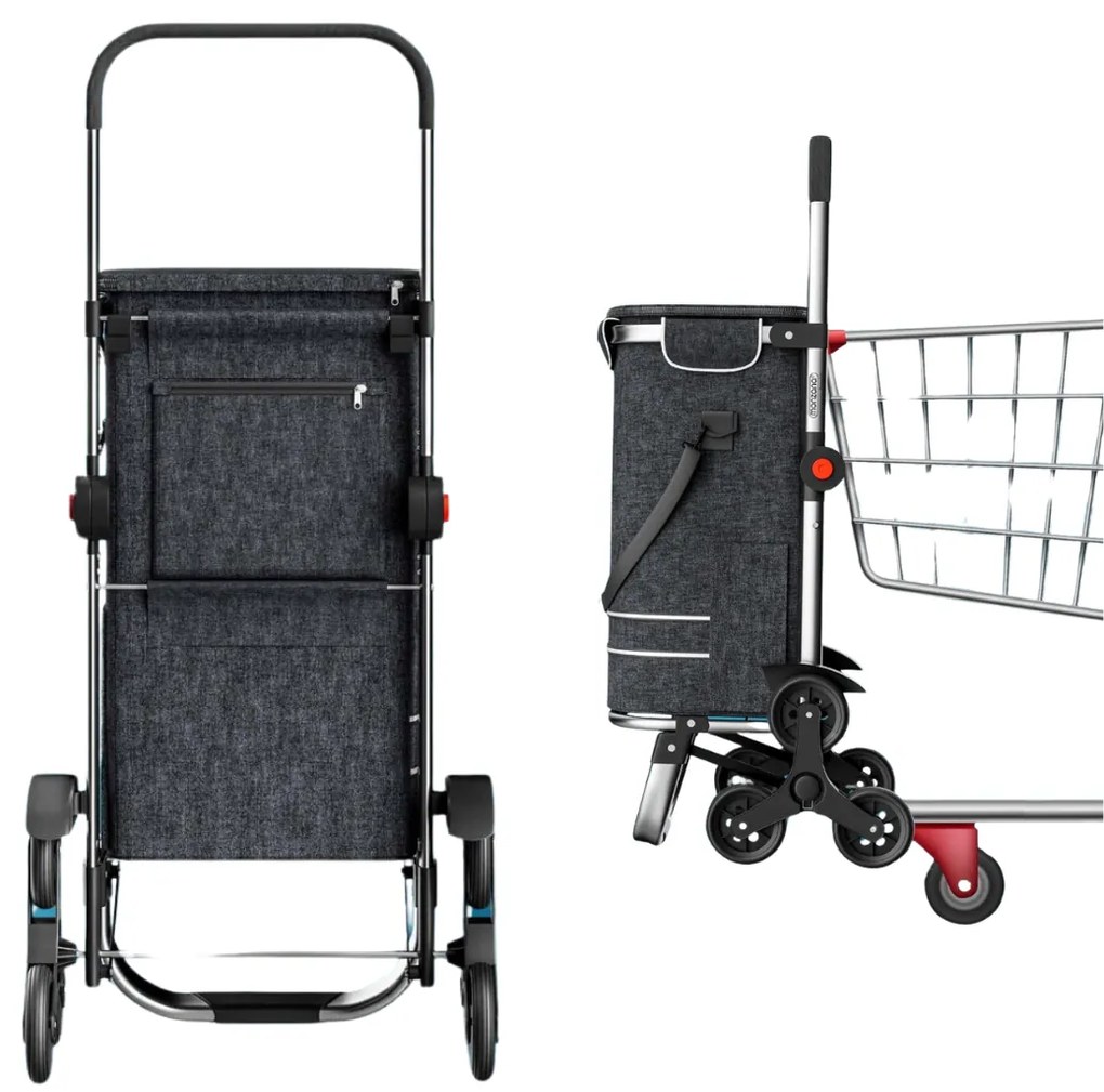 Jurhan COMFORT bevásárlótáska lépcsőjáró kerekekkel, 50l, fekete