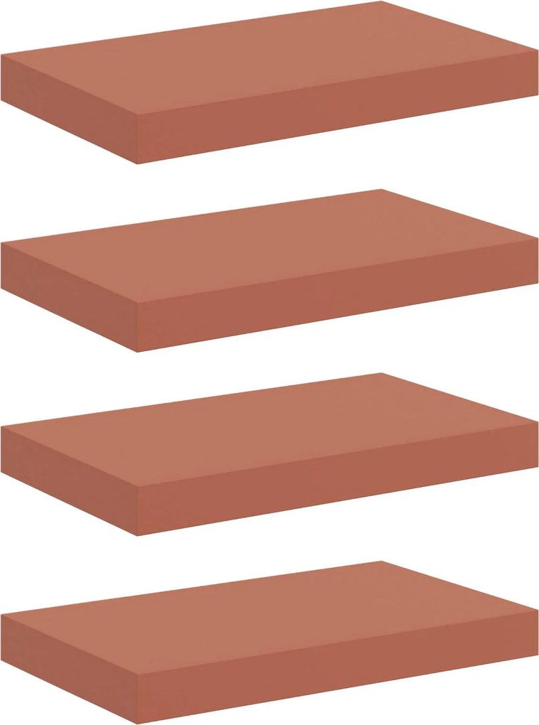vidaXL Falpolc Falra szerelhető 4 pcs Piros 40 x 23,5 x 4 cm Faanyag