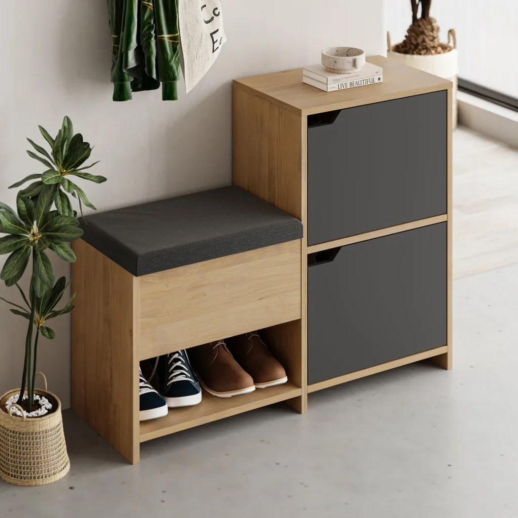Haven Shoe Bench - Oak, Anthracite
