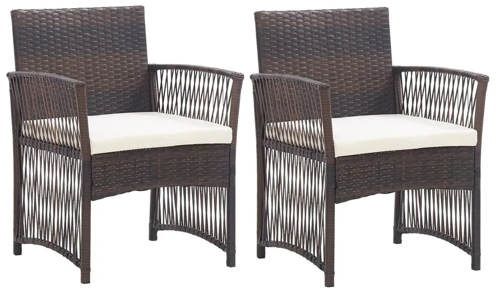 2 db barna polyrattan kerti karosszék párnákkal