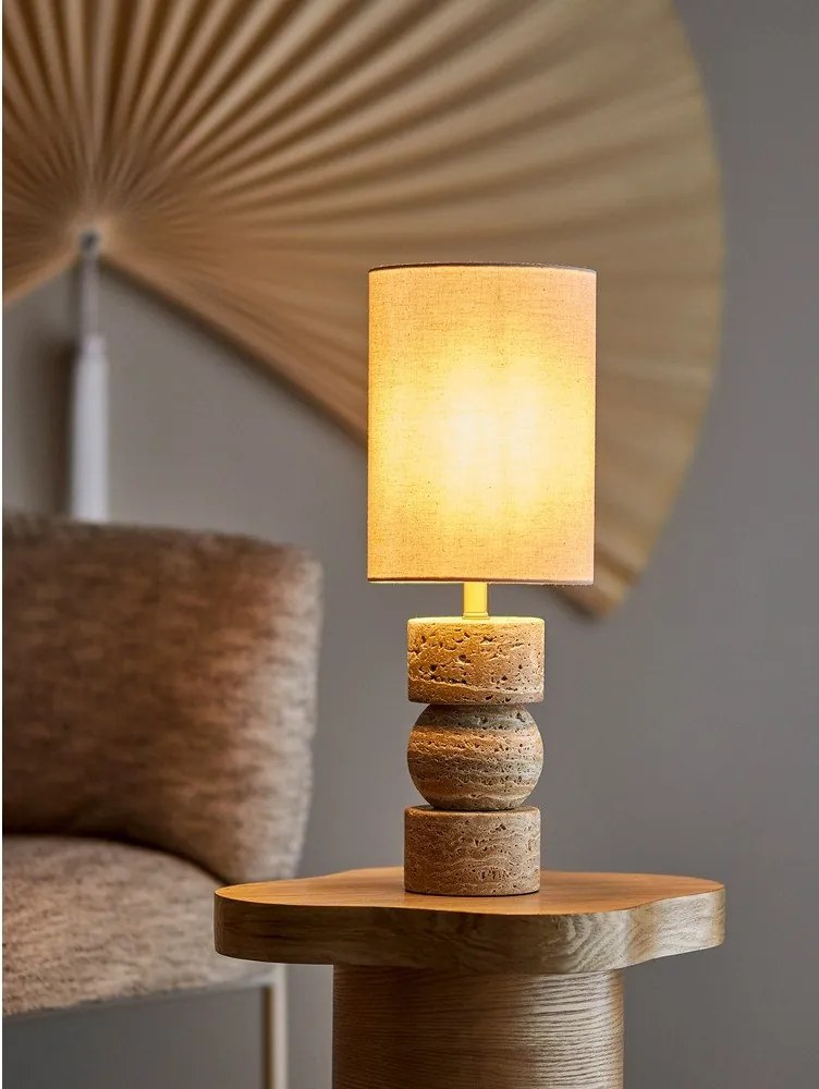 Natúr színű kő asztali lámpa textil búrával (magasság 53 cm) Marci – Bloomingville