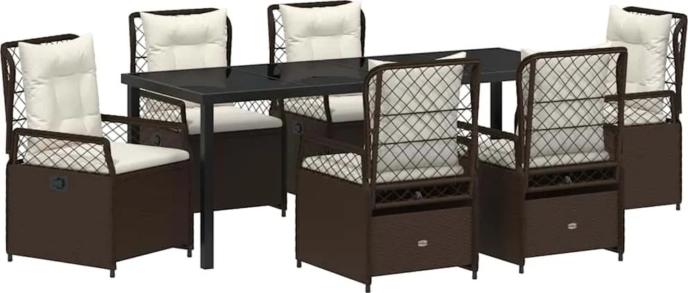 vidaXL Kert étkező szett 7 pcs Barna polirattan