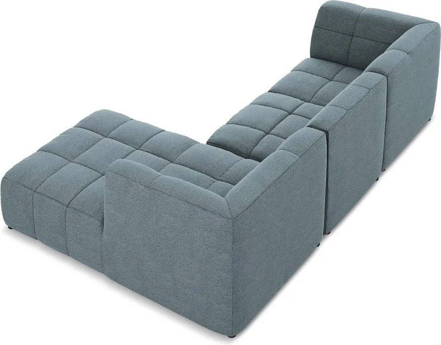 Kék buklé sarokkanapé (jobb oldali-heverő résszel) Aloha – Makamii