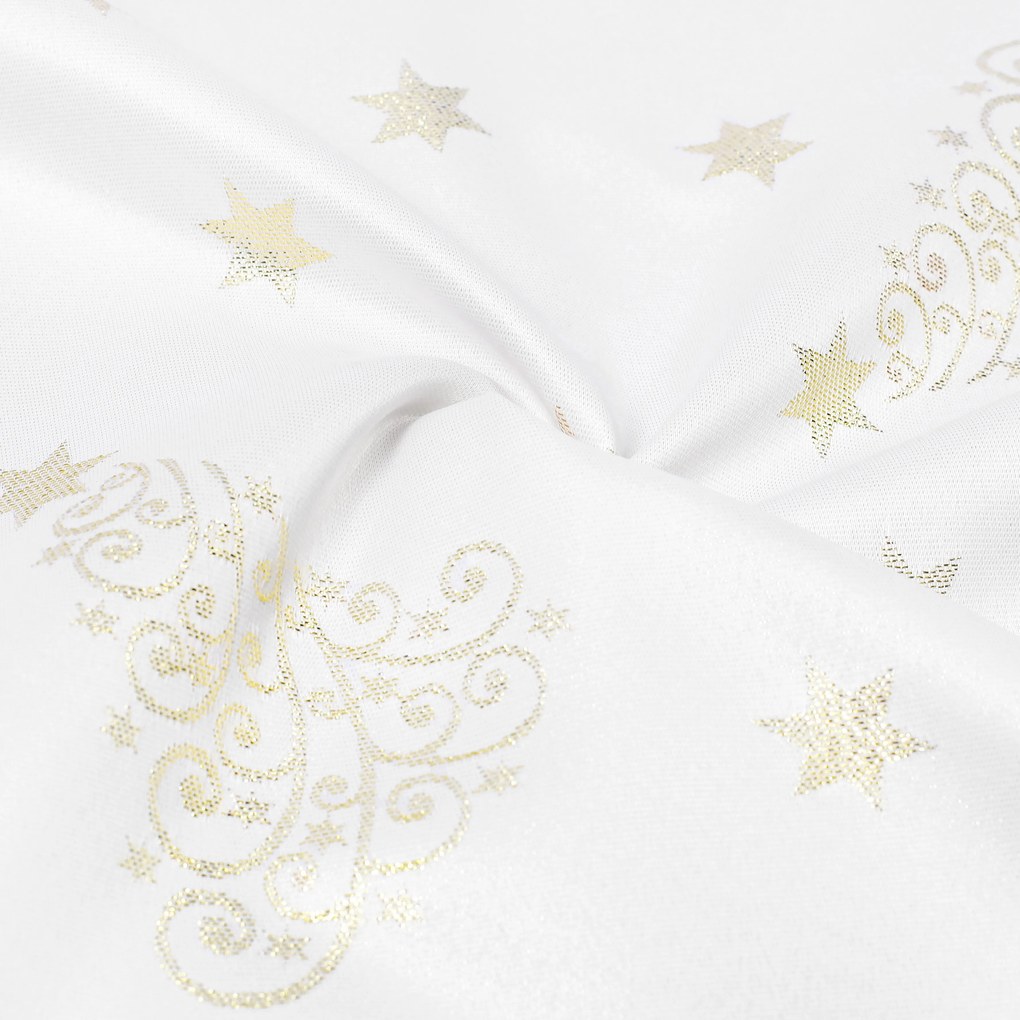 Goldea karácsonyi teflonbevonatú asztalterítő - aranyszínű karácsonyfák és csillagok 120 x 120 cm