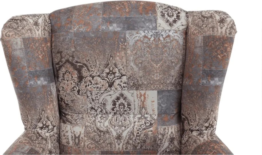 Füles fotel puffal, szövet vintage minta, ASTRID