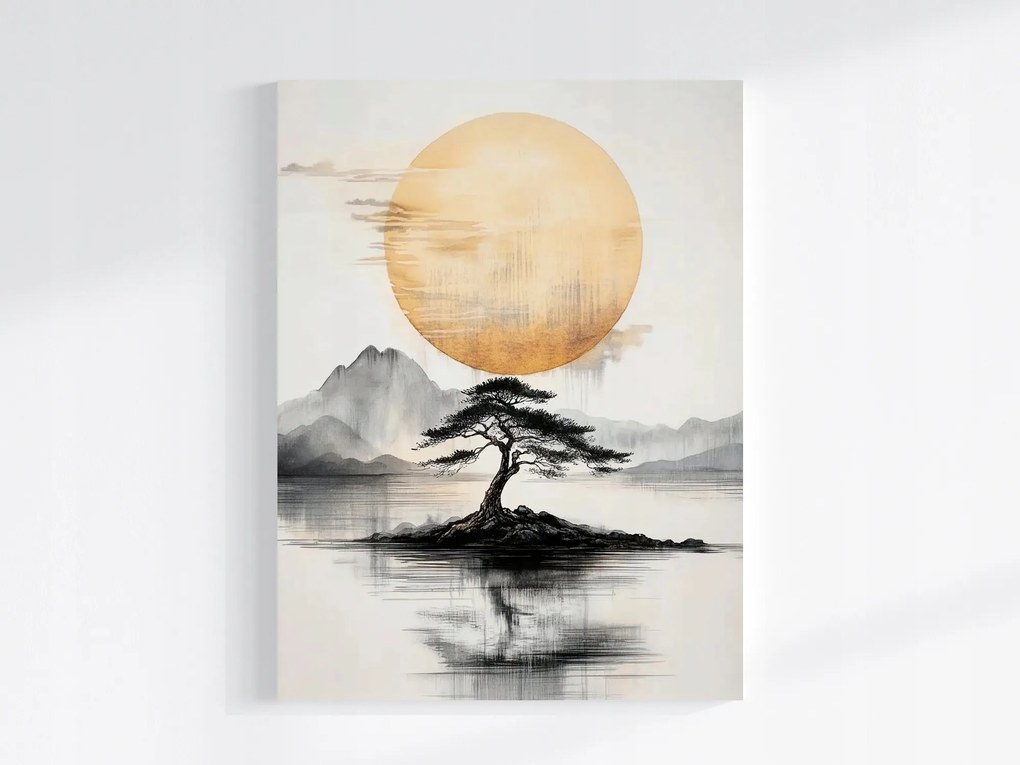 Vászonkép Canvas Japán Fa Zen Nap Hegyek Sziget Keleti 60x80