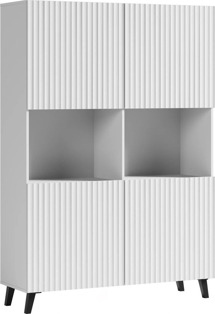 Phuket 160 cm magas komód, Highboard Mdf frontok, vitrin, csendes ház