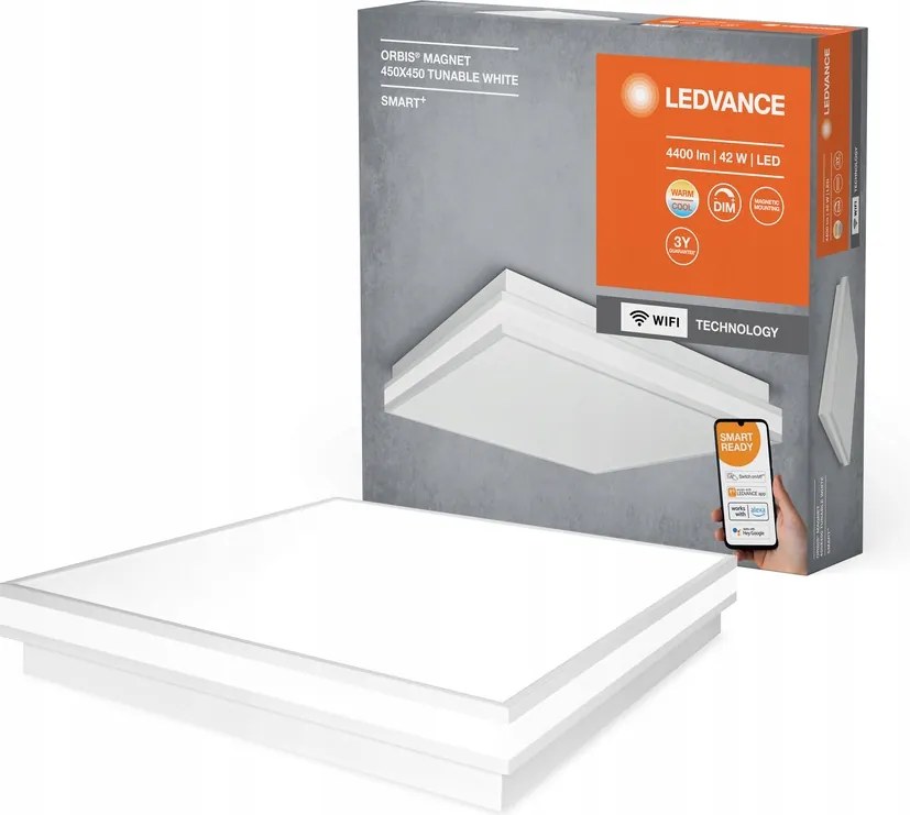 Led Plafon 42W 3200lm Cct Tompítható Négyzet Fehér Smart+ WiFi Mágnes