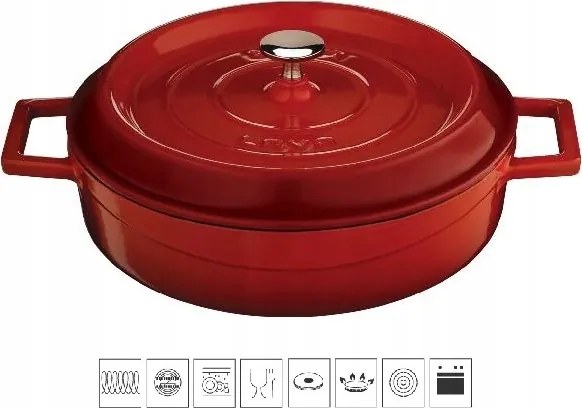 Lava Metal Öntöttvas fazék alacsony kerek 28 cm piros
