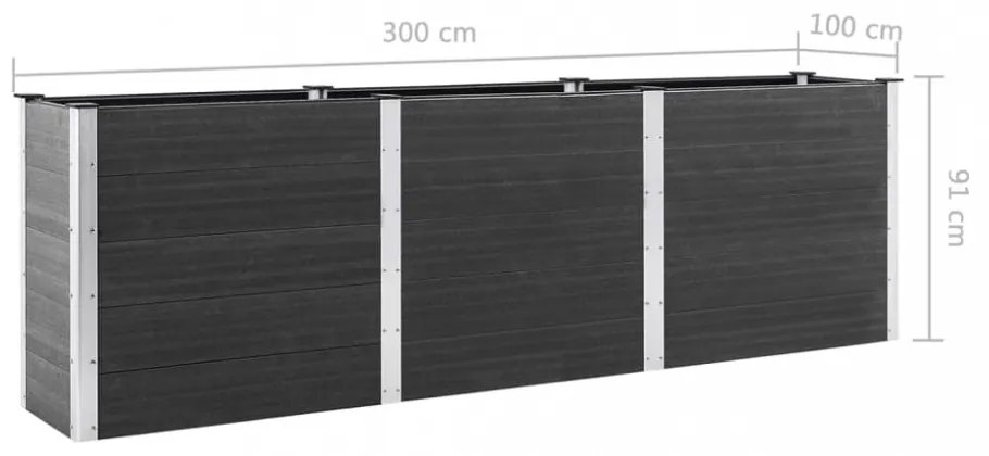 szürke WPC kerti magaságyás 300x100x91 cm