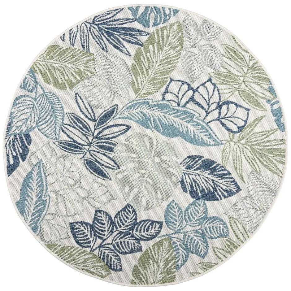 Zöld-kék kerek kültéri-beltéri szőnyeg ø 160 cm Bella Leaf – Flair Rugs