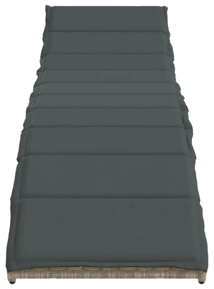 világosszürke polyrattan napozóágy párnával 55x199x50 cm