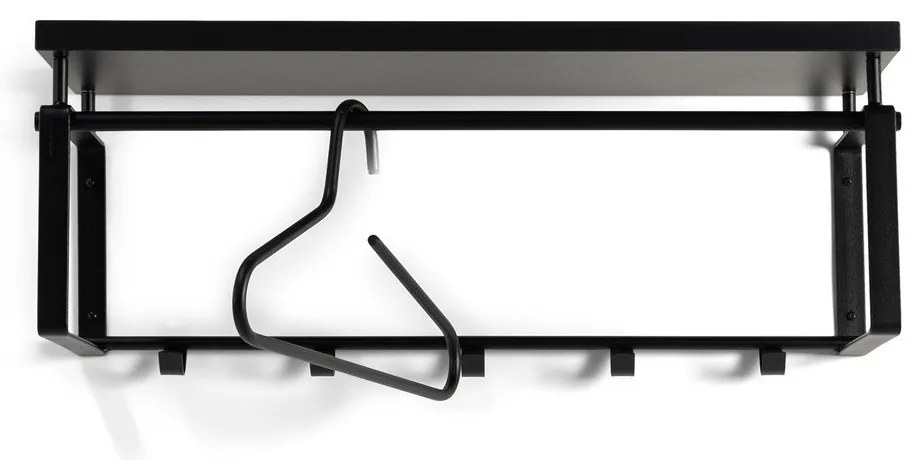 Fekete fém fali fogas polccal Rex – Spinder Design