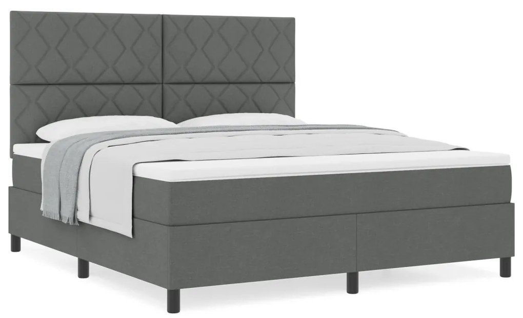 Box Spring Ágy Matraccal Sötétszürke Szövet