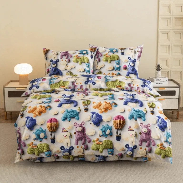 Gyermek mikroszálas ágynemű WOOLIMALS színes Ágyneműhuzat mérete: 70 x 80 cm | 140 x 200 cm