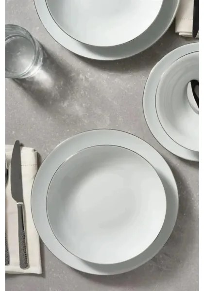 8 részes étkészlet, fehér/ezüst, porcelán