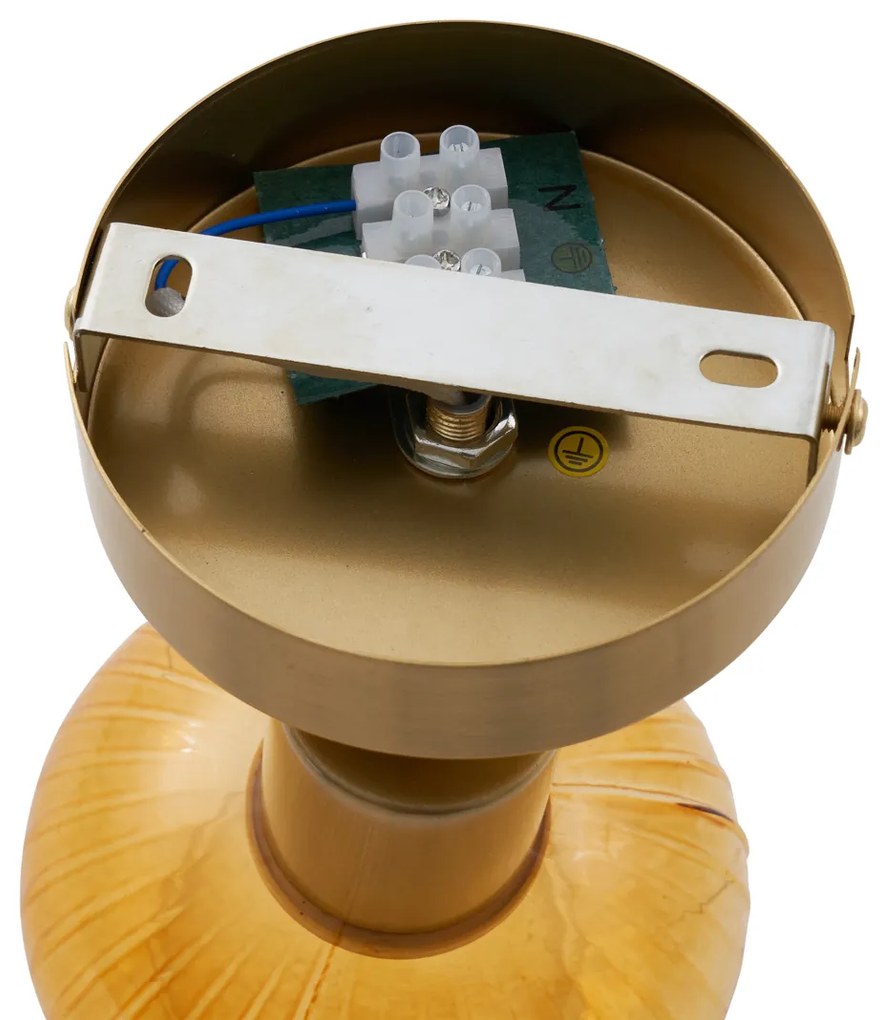 Modern mennyezeti spotlámpa aranyozott, kerek borostyánsárga üveggel - Teddy