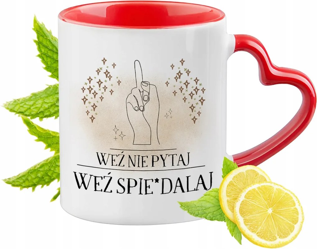 Vicces Piros Bögre Szív Alakú Füllel Ajándék