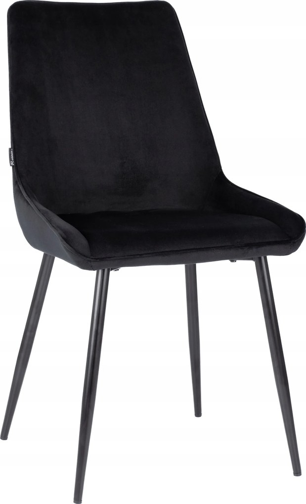 Fekete velúr kárpitozott szék nappaliba, étkezőbe és konyhába Lars Q