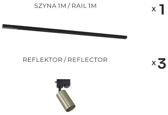 Zuma Line 3552 - TUBE sínes rendszerhez készült spotlámpa 3xGU10/35W/230V fekete/arany