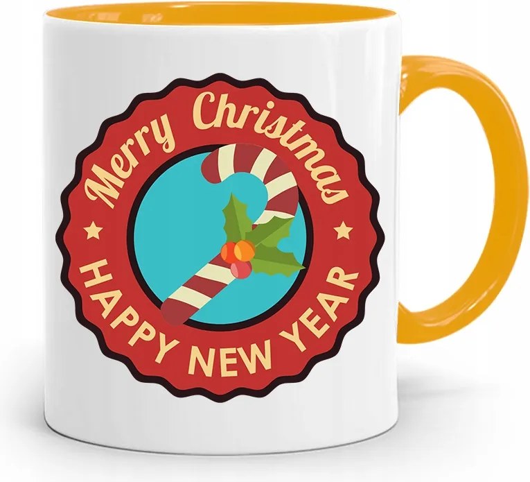 Sárga Karácsonyi Bögre Mikulásra, fényképes nyomtatással