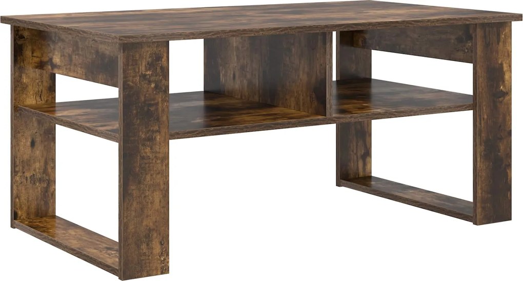 vidaXL Dohányzóasztal tárolóval Füstölt tölgy 96 x 54 x 44 cm Faanyag