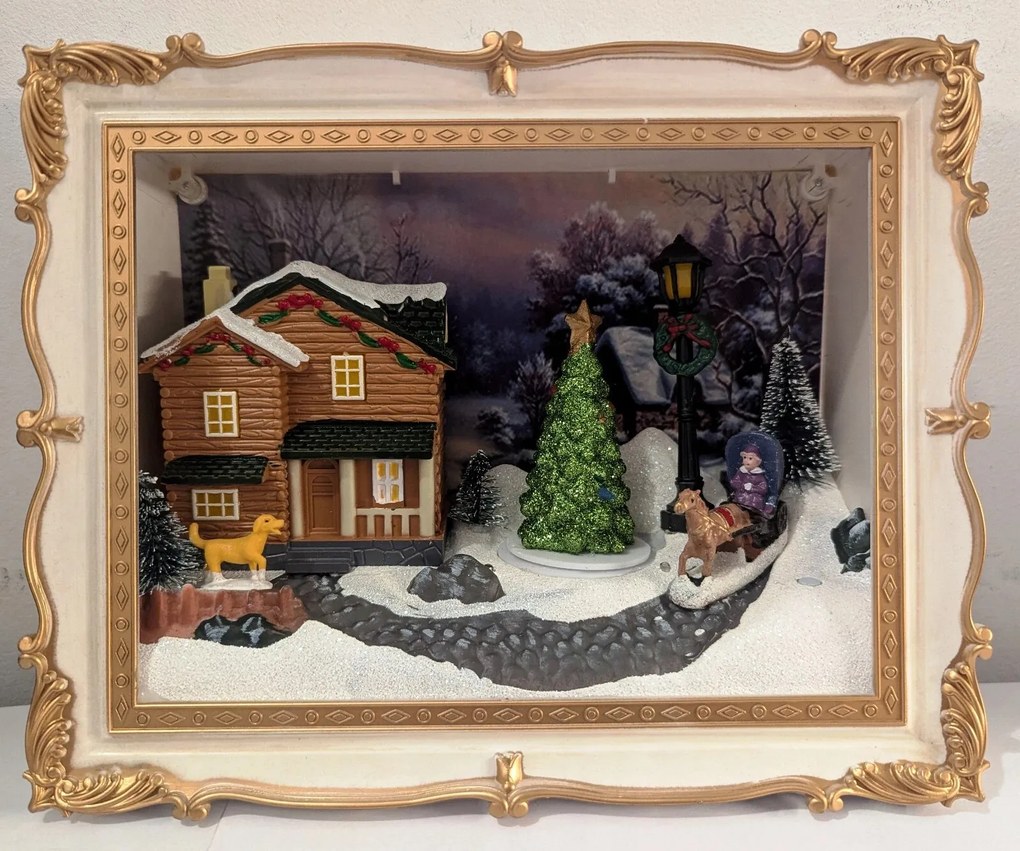 LightZone LED-es karácsonyi jelenet 8 dallammal, kézzel festett,